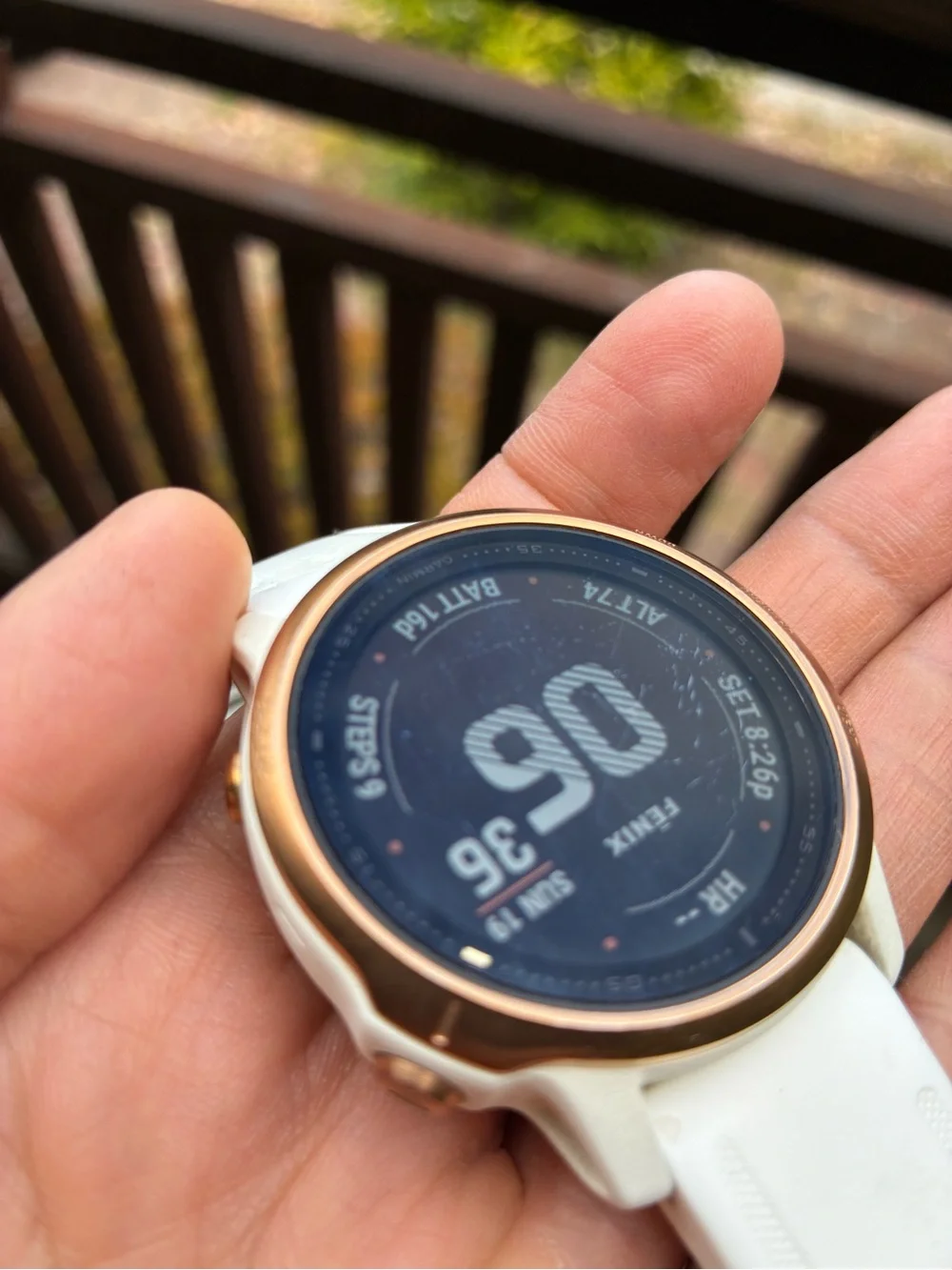 garmin fenix 6s pro smartwatch in rose gold and white